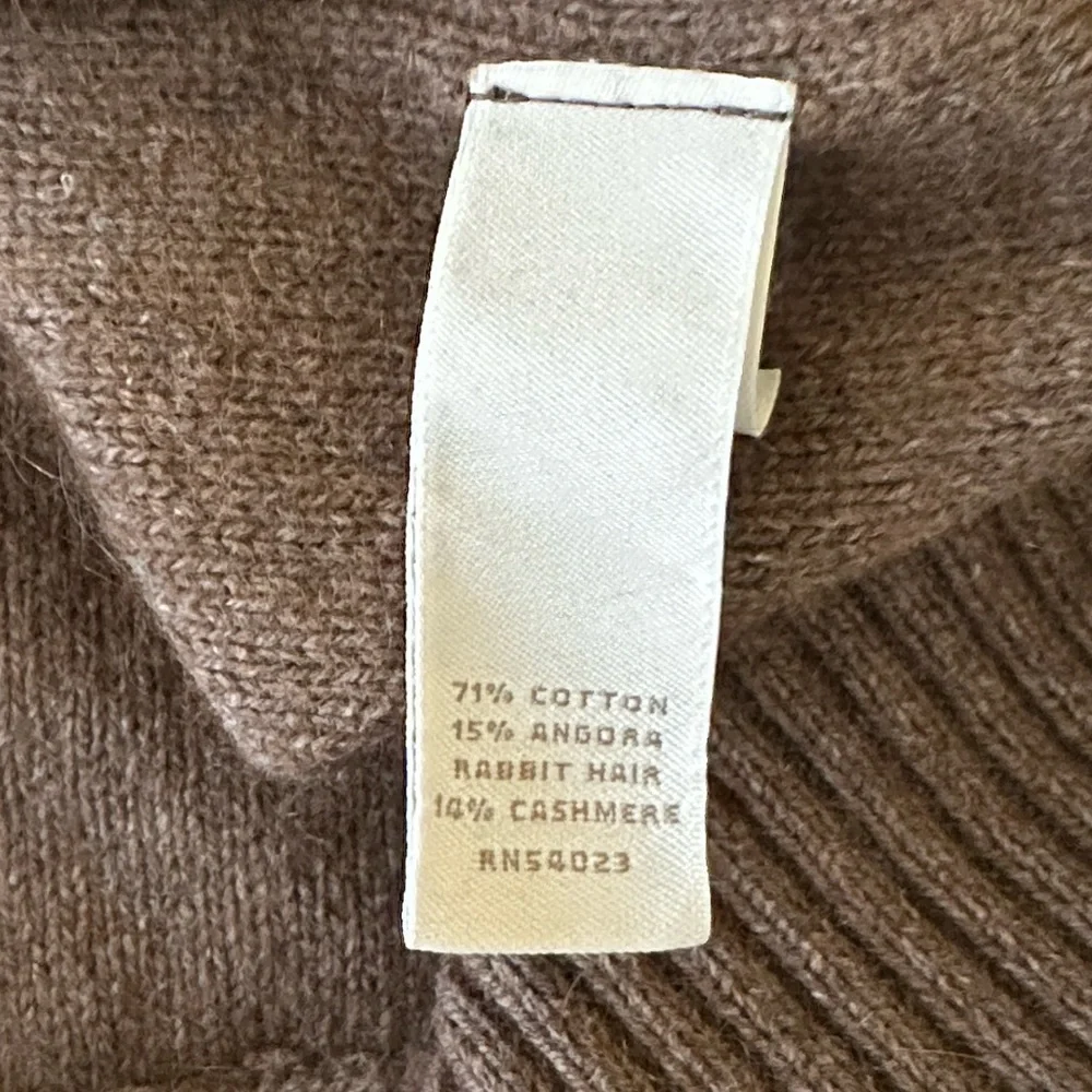 Banana Republic Luxury Blend Brown Angora Cashmere Zip-Up Sweater Men's Size L